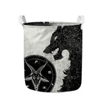 Black Demon Wolf Print Collapsible Laundry Basket