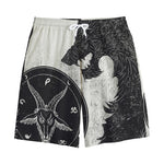 Black Demon Wolf Print Cotton Shorts