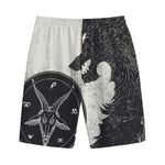 Black Demon Wolf Print Cotton Shorts