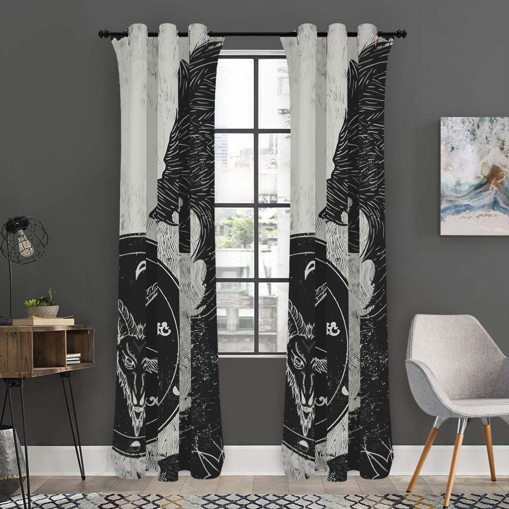 Black Demon Wolf Print Curtain