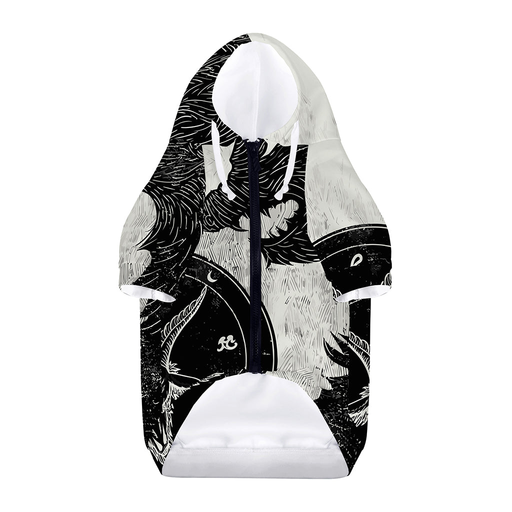 Black Demon Wolf Print Dog Zip Up Hoodie