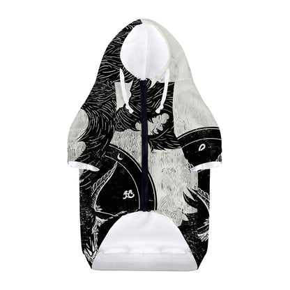 Black Demon Wolf Print Dog Zip Up Hoodie