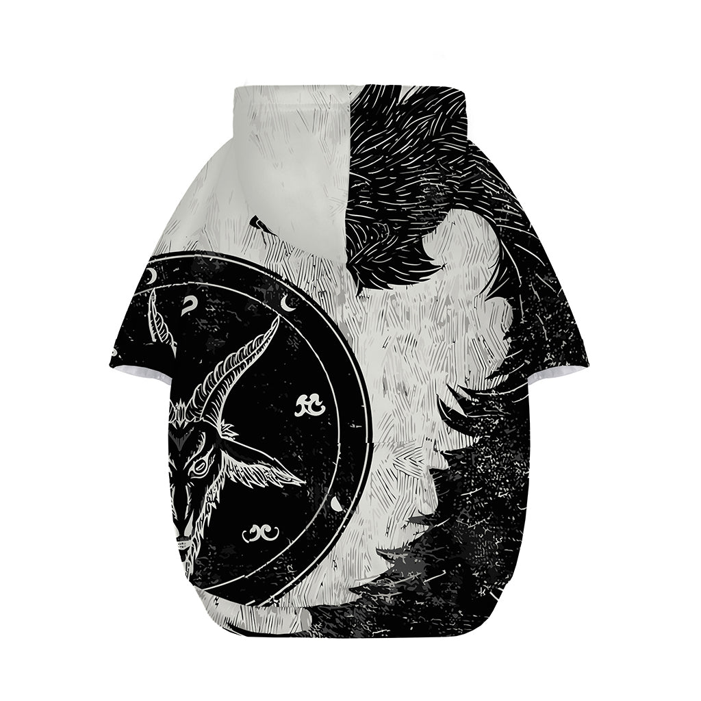 Black Demon Wolf Print Dog Zip Up Hoodie