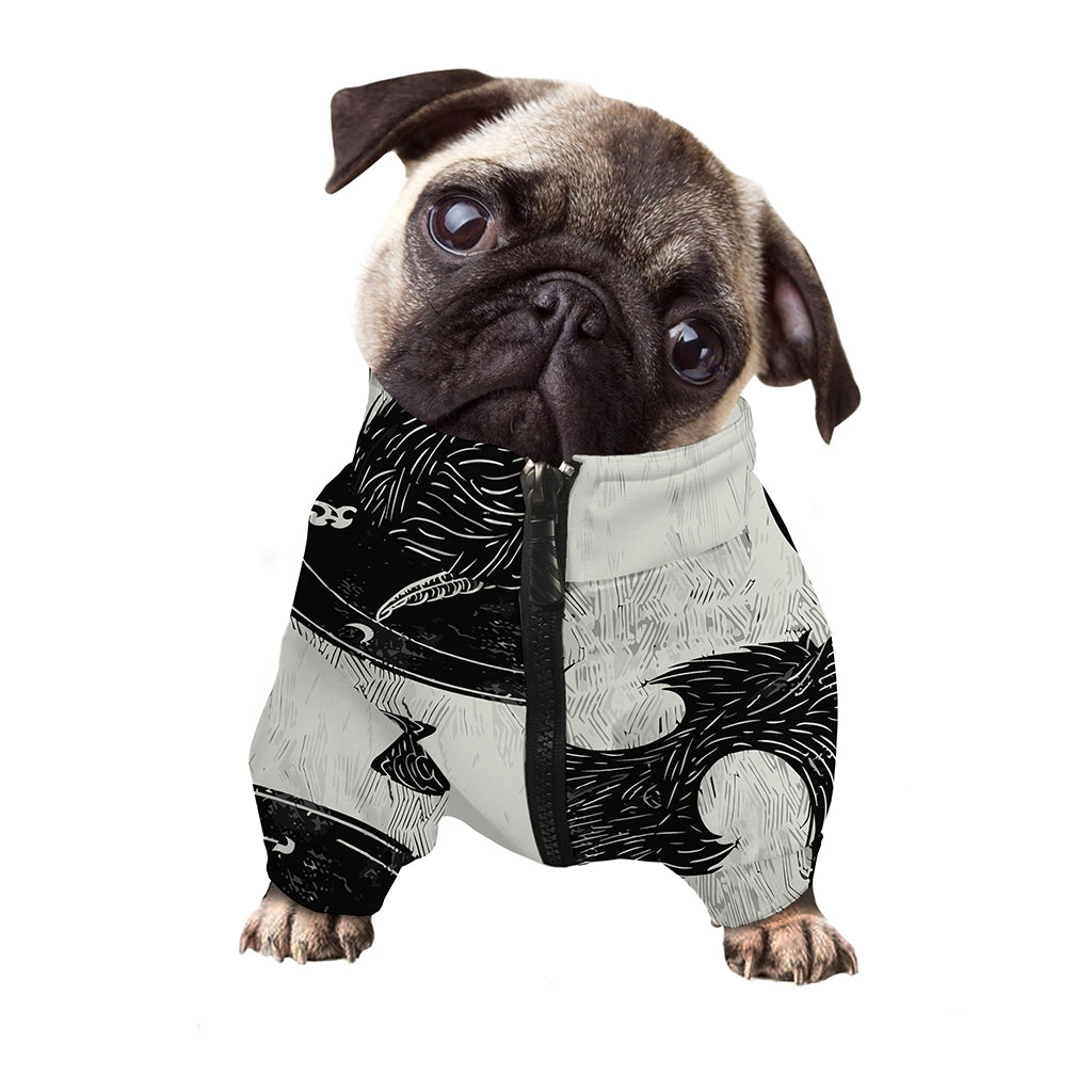 Black Demon Wolf Print Dog Zip Up Jacket