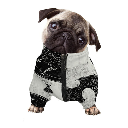 Black Demon Wolf Print Dog Zip Up Jacket