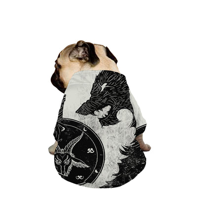 Black Demon Wolf Print Dog Zip Up Jacket