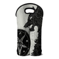 Black Demon Wolf Print Double Neoprene Wine Tote