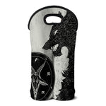 Black Demon Wolf Print Double Neoprene Wine Tote