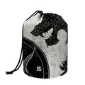 Black Demon Wolf Print Drawstring Makeup Bag
