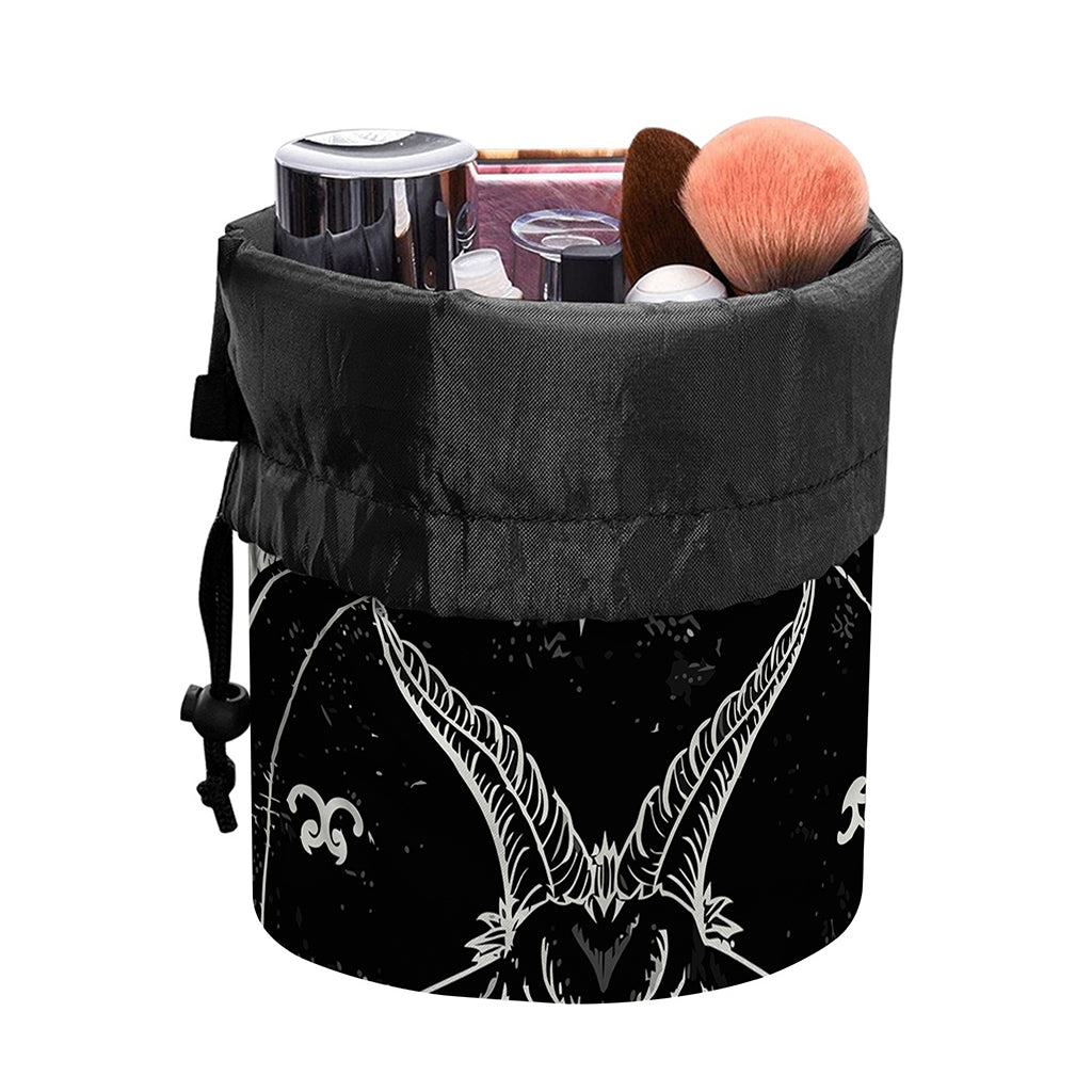 Black Demon Wolf Print Drawstring Makeup Bag
