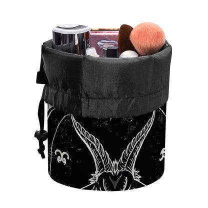 Black Demon Wolf Print Drawstring Makeup Bag