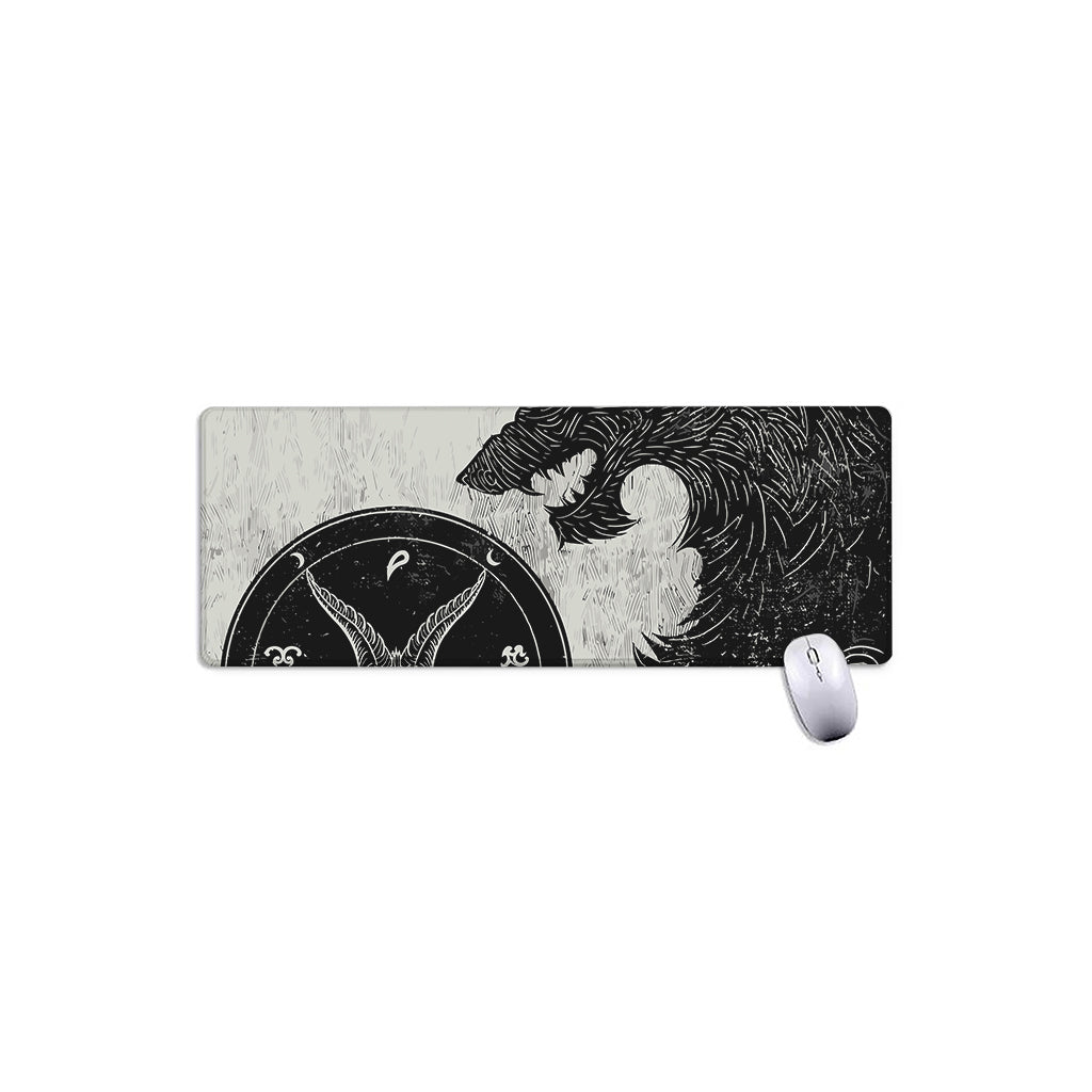 Black Demon Wolf Print Extended Mouse Pad