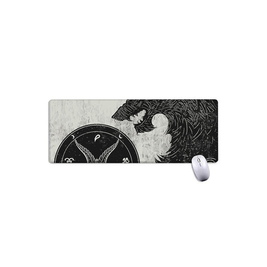 Black Demon Wolf Print Extended Mouse Pad