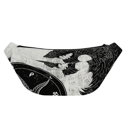 Black Demon Wolf Print Fanny Pack