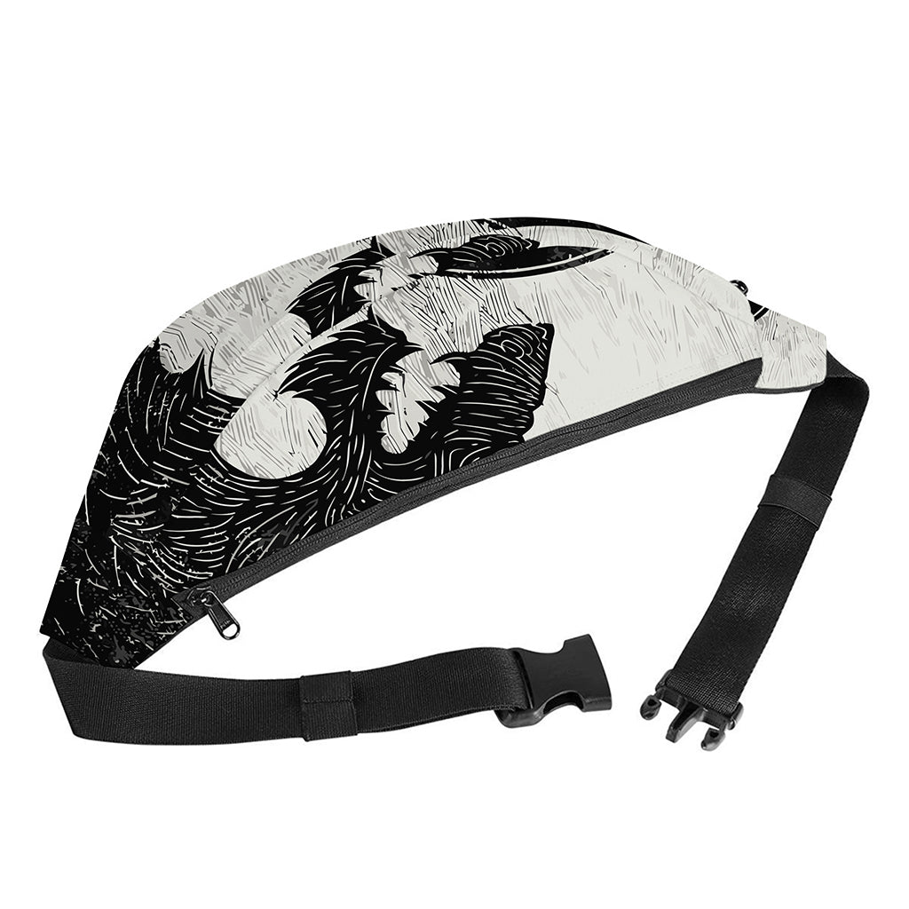Black Demon Wolf Print Fanny Pack