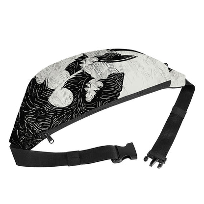 Black Demon Wolf Print Fanny Pack