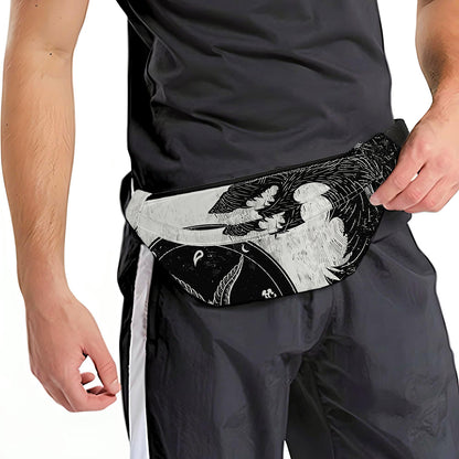 Black Demon Wolf Print Fanny Pack
