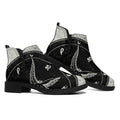 Black Demon Wolf Print Flat Ankle Boots
