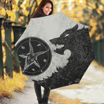 Black Demon Wolf Print Foldable Umbrella
