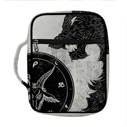 Black Demon Wolf Print Front Pocket Bible Bag