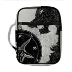 Black Demon Wolf Print Front Pocket Bible Bag