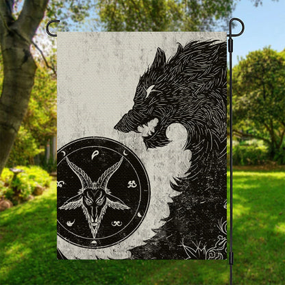 Black Demon Wolf Print Garden Flag