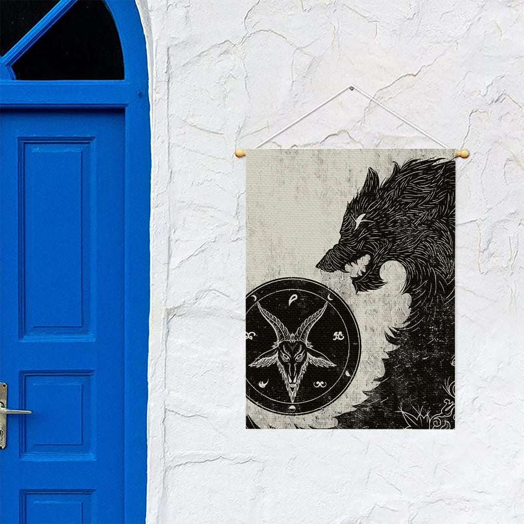 Black Demon Wolf Print Garden Flag