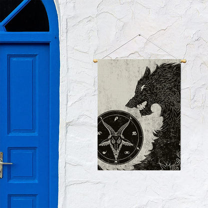 Black Demon Wolf Print Garden Flag