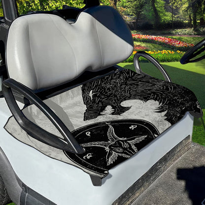 Black Demon Wolf Print Golf Cart Seat Cover