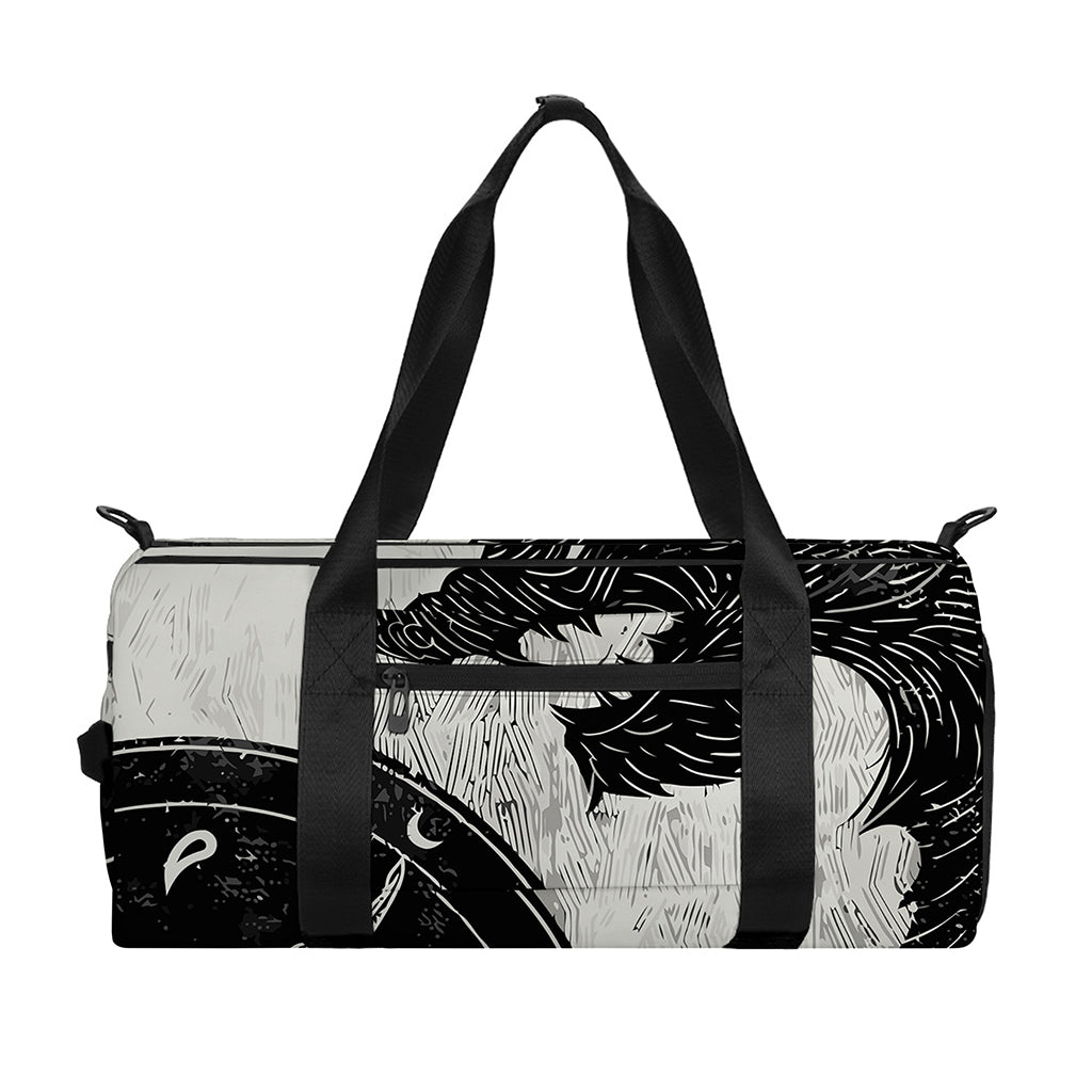 Black Demon Wolf Print Gym Bag