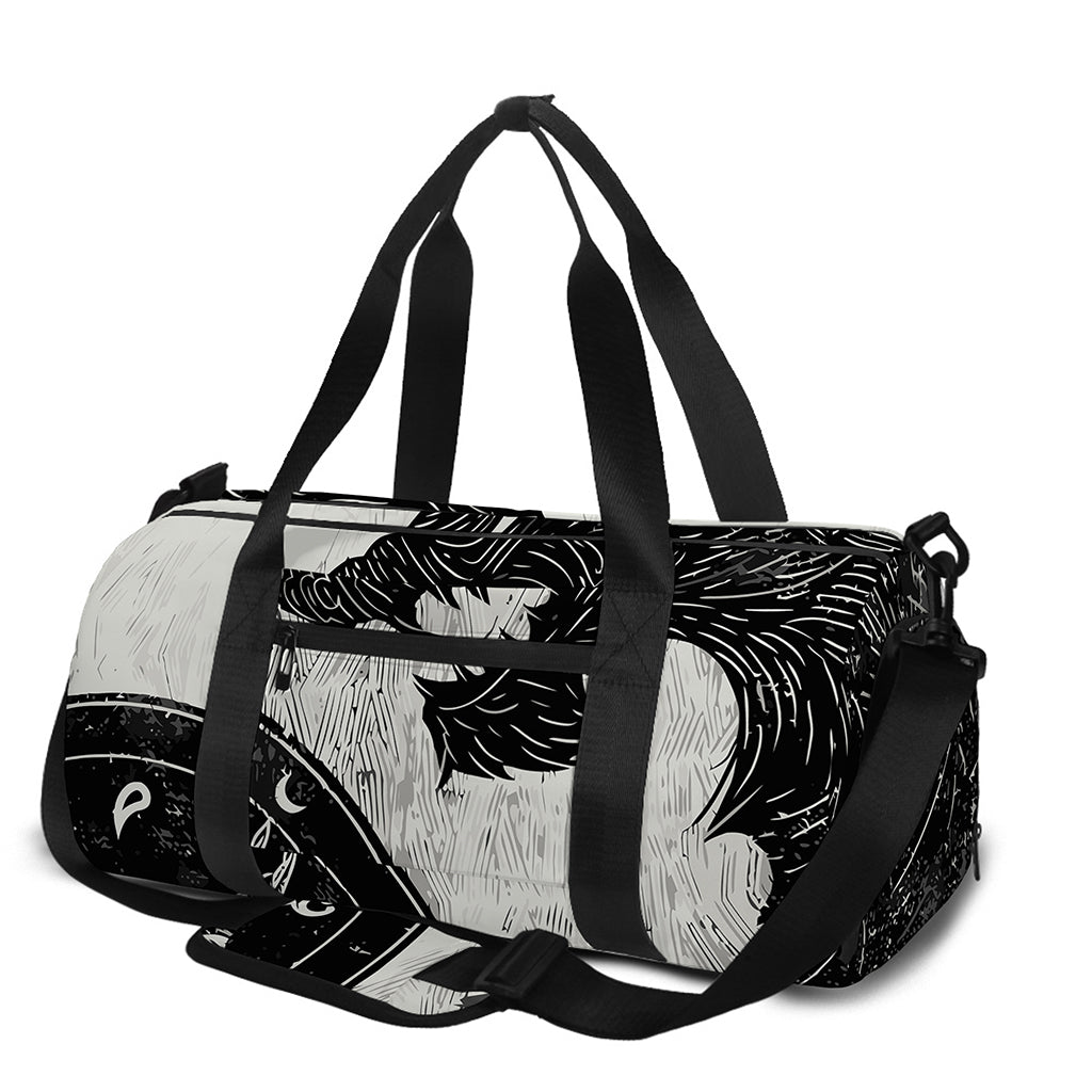 Black Demon Wolf Print Gym Bag