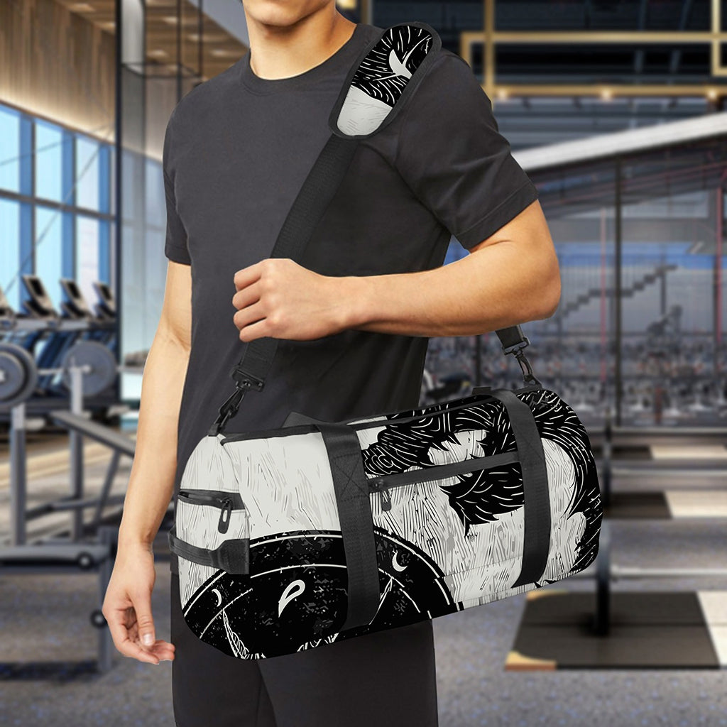 Black Demon Wolf Print Gym Bag