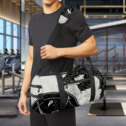 Black Demon Wolf Print Gym Bag