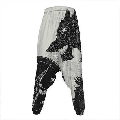 Black Demon Wolf Print Hammer Pants
