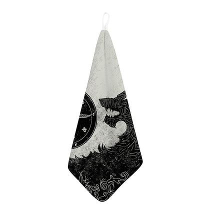 Black Demon Wolf Print Hand Towel