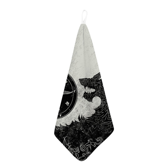 Black Demon Wolf Print Hand Towel