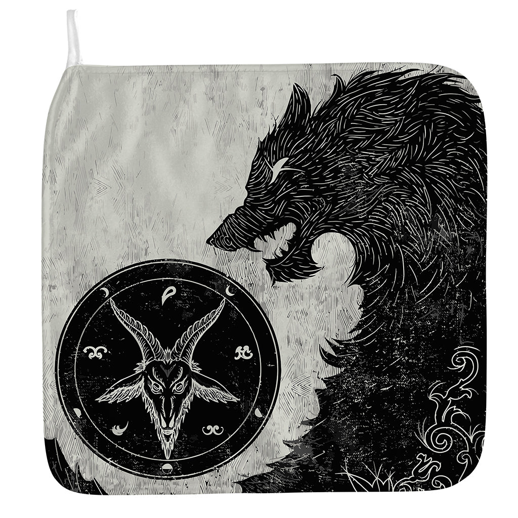Black Demon Wolf Print Hand Towel