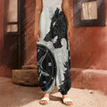 Black Demon Wolf Print Harem Pants