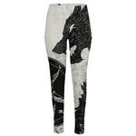 Black Demon Wolf Print High-Waisted Pocket Leggings
