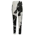 Black Demon Wolf Print High-Waisted Pocket Leggings
