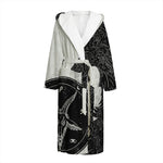 Black Demon Wolf Print Hooded Bathrobe