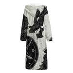 Black Demon Wolf Print Hooded Bathrobe