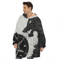 Black Demon Wolf Print Hoodie Blanket