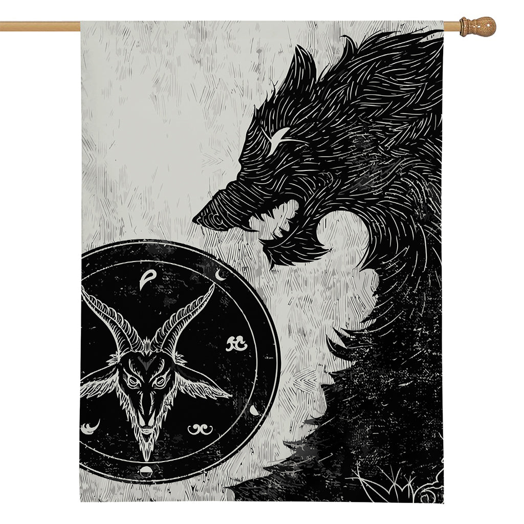 Black Demon Wolf Print House Flag
