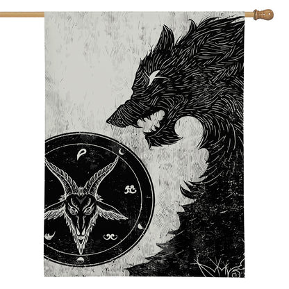 Black Demon Wolf Print House Flag