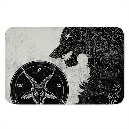 Black Demon Wolf Print Indoor Door Mat