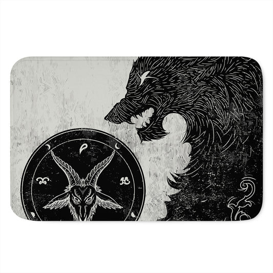 Black Demon Wolf Print Indoor Door Mat