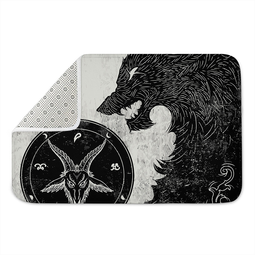 Black Demon Wolf Print Indoor Door Mat