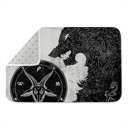 Black Demon Wolf Print Indoor Door Mat