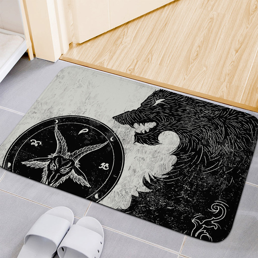 Black Demon Wolf Print Indoor Door Mat